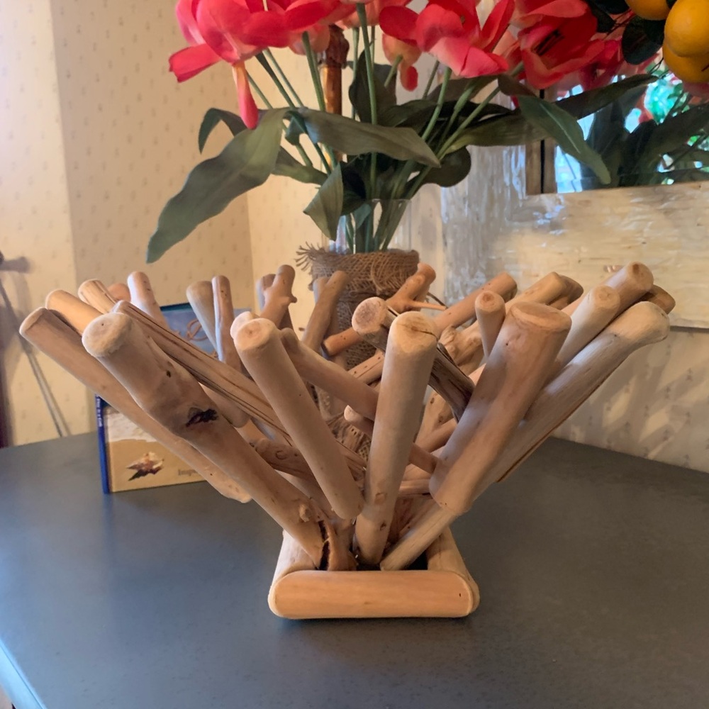 Natural Driftwood bowl centerpiece, HANDCRAFTED, TAN color, great accent piece.